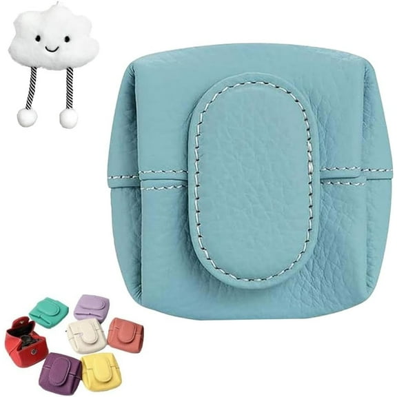 Mini Lychee Pattern Coin Purse, Top Grain Leather Small Ladies' Wallet with Key Buckle, Women Solid Color Keys Change Bag(A)