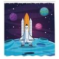 thumbnail image 2 of Ambesonne Outer Space Shower Curtain, Spaceship on the Moon, 69"Wx70"L, Dark Purple Sky Blue, 2 of 4
