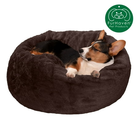 UPC: 0842229113136 | FurHaven Pet Products Round Plush Ball Dog Bed – Espresso  Medium – 26