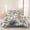 Blue Yellow Gray, variant on 3 Pieces King Quilt Set,Vintage Flowers on Burlap Soft Bedding Sets with 1 Quilt & 2 Pillow Shams,Watercolor Rural Pastoral Flowers Summer Bedspread Lightweight Coverlet Comforter for All Season