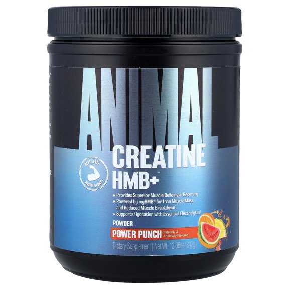 Animal Creatine HMB Powder – 5g Creatine 3g myHMB with Electrolytes for Lean Muscle, Recovery & Daily Energy – Power Punch Flavor, 30 Servings