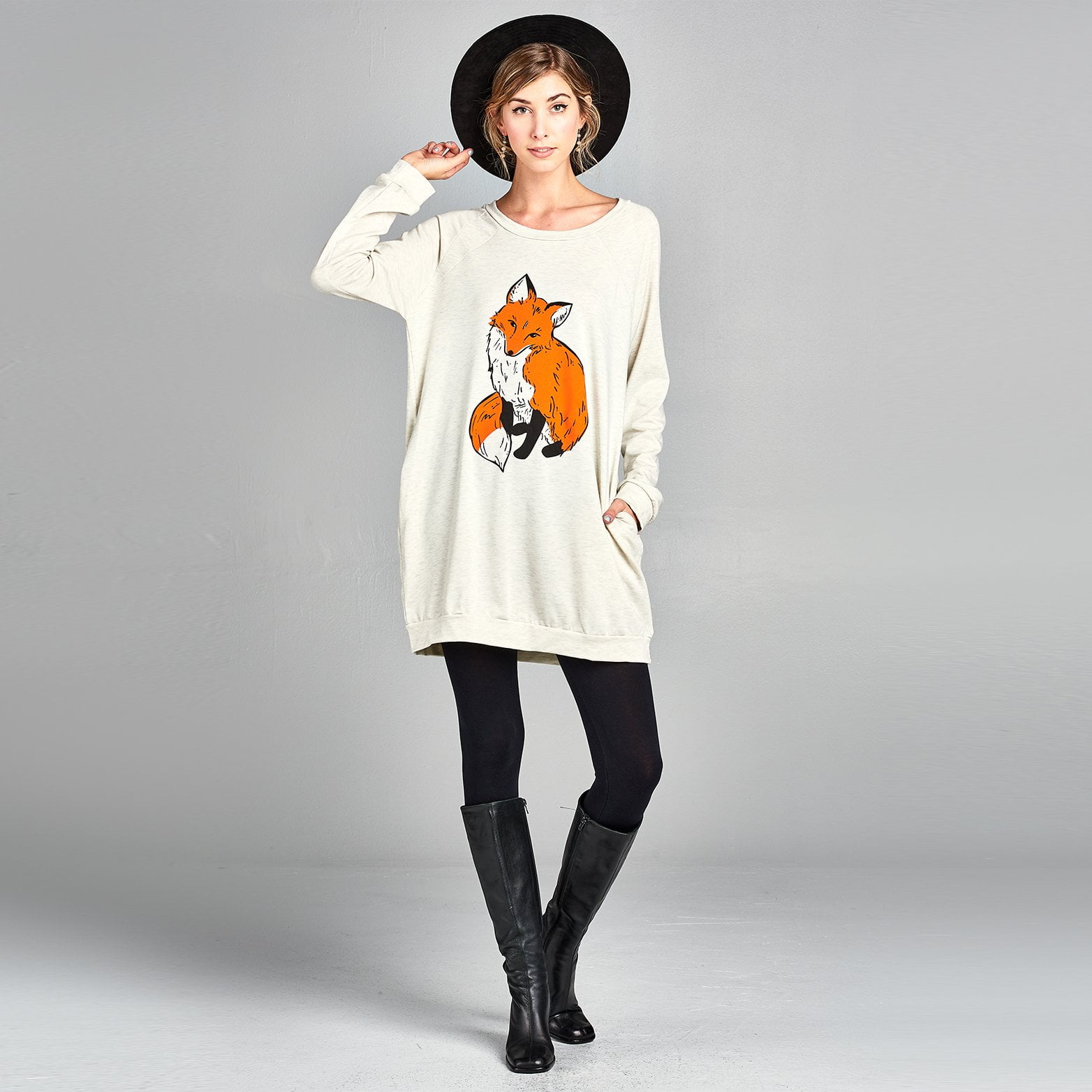 fox print sweater
