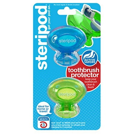 2 Pack - Steripod Clip On Toothbrush Sanitizer 2 Count Each (Colors (Best Toothbrush Sanitizer On The Market)