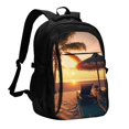 thumbnail image 1 of Balery Hawaiian Sunset Beach Mochila con carga USB para hombre y mujer - Mochila impermeable y antirrobo para laptop con puerto USB para viajes, trabajo, 1 of 7