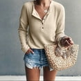 thumbnail image 2 of T Shirts for Women Casual Tops Knit Tunic Loose Long Sleeve Button Up V Neck Tee Shirt Top, 2 of 4