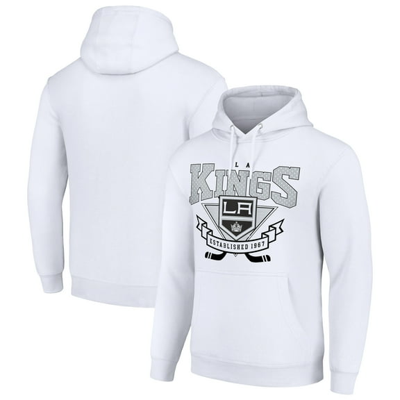 Men's Starter White Los Angeles Kings Team Logo Graphic Fleece Tri-Blend Pullover Hoodie