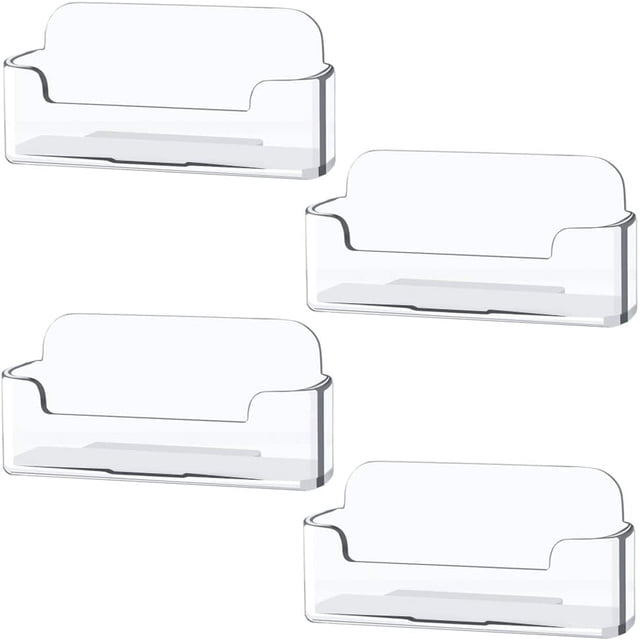 Paquete de 4 Tarjeteros de Plástico Transparente, Organizador de Acrílico para Tarjetas de Presentación de Escritorio, Soporte para Tarjetas, Soporte de Exhibición de Tarjetas