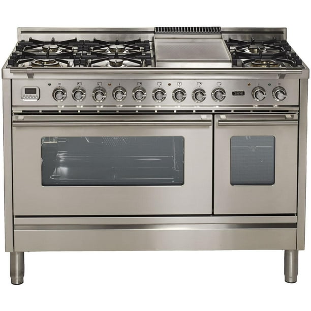 Ilve UPW120FDMPI Pro Series 48 Inch Dual Fuel Convection Freestanding