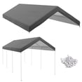 thumbnail image 1 of Toldo de repuesto para cochera Outsunny, 19.7 x 9.7 pies, gris oscuro, 1 of 9