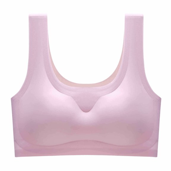 HAPIMO Rollbacks Sports Bras for Women Mind Sleep Plus Size Without Steel Ring Athletic Vest Workout Activewear Bra Cozy Stretch Running Padded Bralette Elastic Pink S