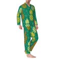 thumbnail image 2 of Naloa Pineapples1 Men’s Pajamas Set - Long Sleeve Button Down Sleep Shirt and Pajama Bottoms Sleepwear Set-Medium, 2 of 7