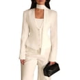 thumbnail image 3 of Chaqueta de Traje de Larga para Mujer, Color Liso, Cuello en V, Corte Entallado y Hombreras M, 3 of 9