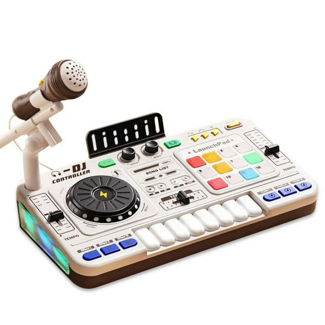IMENGL DJ Mixer Table For Kids Ages 3 4 5 6 7 8 Musical Toys With Piano Keys DJ Turntable Reaction Music Games Bluetooth Musical Instruments For Kids Activities for Toddlers 1-3,Toddler Magnets for