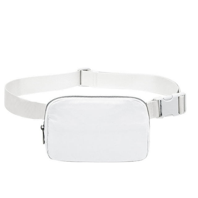 Riñonera para hombre y mujer, riñonera ligera para viajes, deportes y senderismo, color blanco