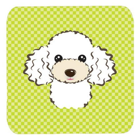 

3.5 x 3.5 In. Checkerboard Lime Green White Poodle Foam Coasters Set Of 4
