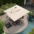 thumbnail image 2 of PURPLE LEAF 9FT Deluxe Square Solar Powered LED Patio Umbrella with Base, Large Offset Cantilever Umbrella with 360° Rotation, Beige, 2 of 15