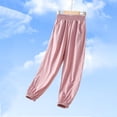 thumbnail image 5 of Yeaiivve Girls Athletic Pants Ice Silk Quick Dry Gym Workout Pants Elastic High Waist Breathable Running Joggers Sports Trousers with Pockets Pink 140, 5 of 7