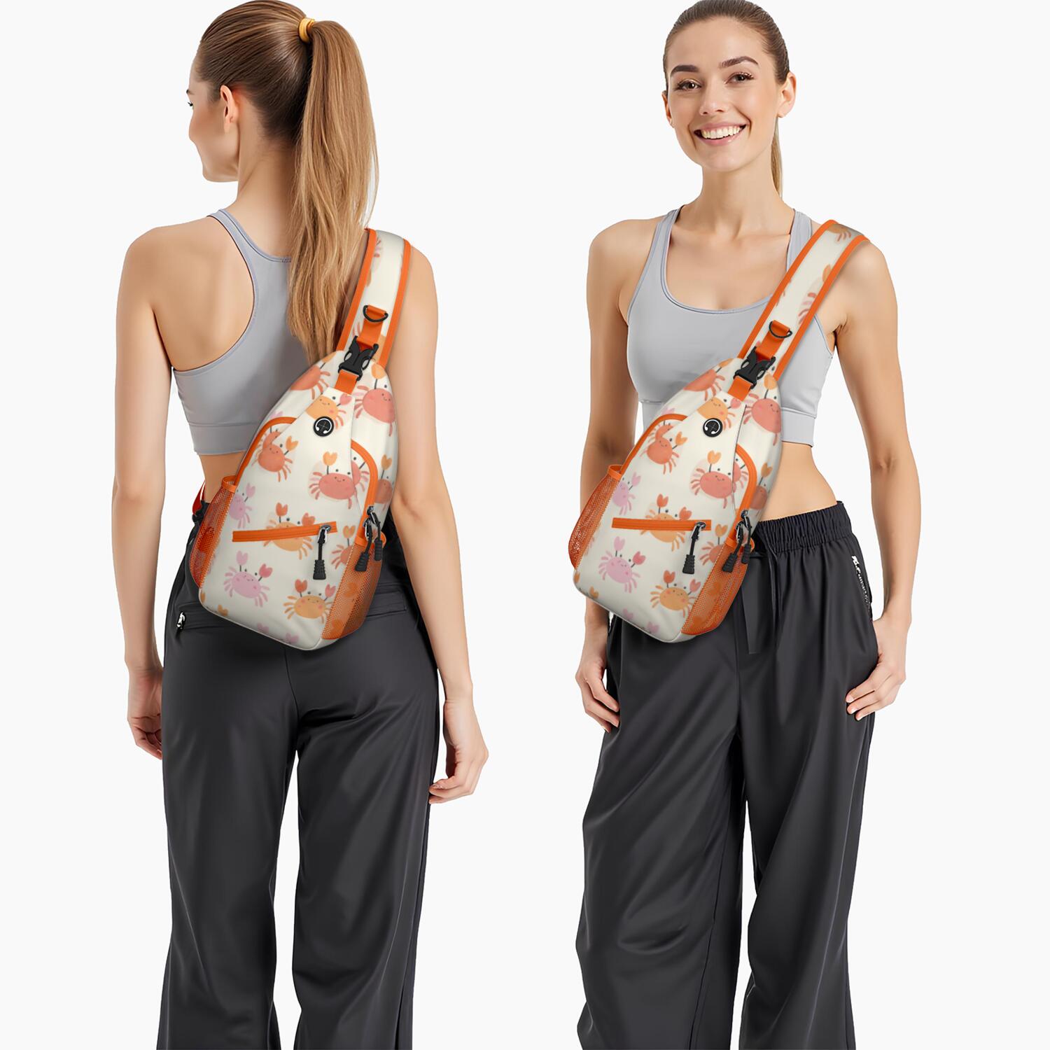 Marine Crab Sling Bag for Women Men Hiking Sling Backpack Sling Backpack for Outdoor Activities Gym Hiking Sling Pack Gym Sports Travel Hiking Daypack