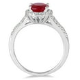 thumbnail image 2 of SZUL Women's Split Shank Ruby and Diamond Halo Ring in 14K White Gold, 2 of 3