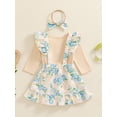 thumbnail image 4 of Suealasg Baby Girl Fall Clothes 3 6 12 18 24 Months Infant Girl Long Sleeve Letter Print Romper +Floral Suspender Skirt +Headband 3Pcs Casual Autumn Outfits for Newborn Girl, 4 of 8