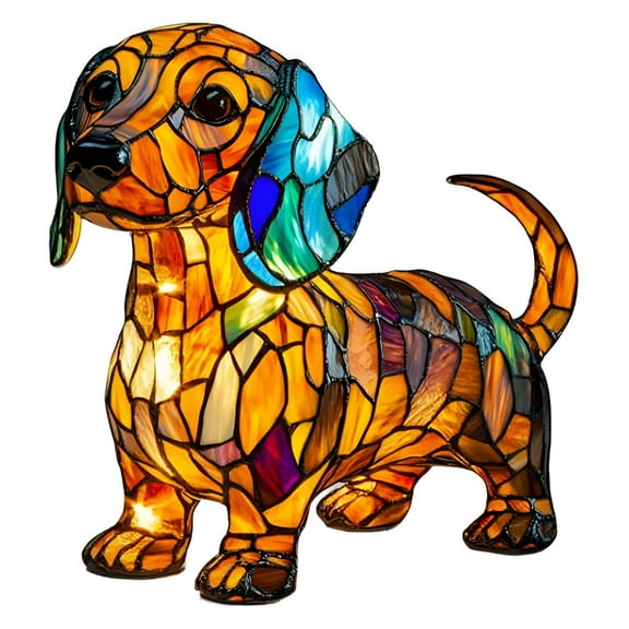 LAMIRO Halloween Dachshund Lamp,Retro Stained Resin Tabletop Night Light,Dog Series Art Night Light,Dog Lamp Stained Glass,3D Cute Pet LED Table Lamps,Gift for Lovers