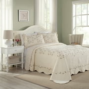 Modern Heirloom Felisa Cream/Pink Floral Embroidered Bedspread, King, All Ages
