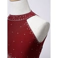 thumbnail image 3 of Alvivi Kids Girls Rhinestone Tassel Latin Ballet Leotard Dance Dress Figure Ice Skating Dresses Burgundy 12, 3 of 6