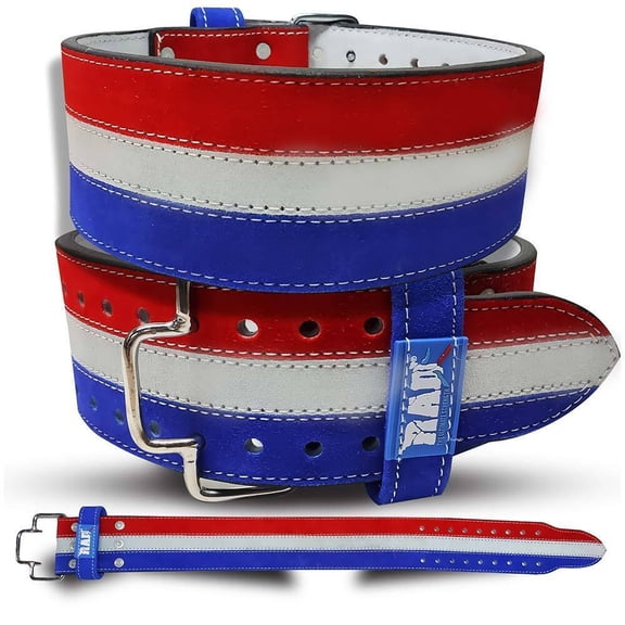 RAD Weight Lifting Leather Belt Powerlifting and Weightlifting Workout for Men & Women, Gym back Support. Release Buckle (Flag, Medium)