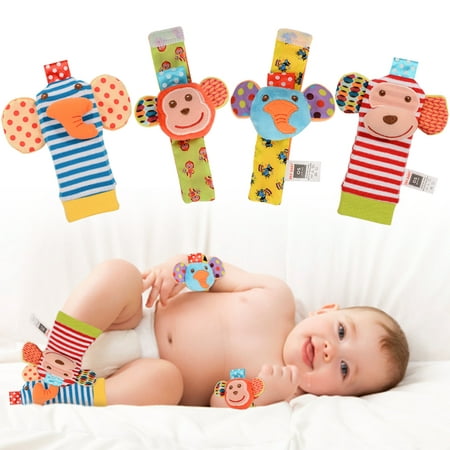 0-6 months baby animal wrist rattle educational toys monkey elephant 4 (Best Toys 4 Months)