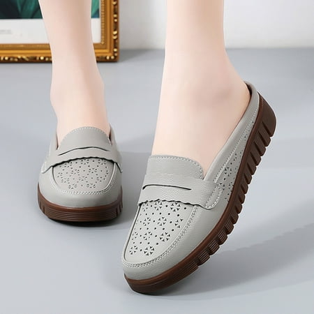 Xysaqa Slip on Shoes Women  Slip on Flats Shoes Women s Versatile Flat Shoes Soft Bottom Large Size Casual Color Shoes Leather Shoes Shoes for Women Dressy Savings!