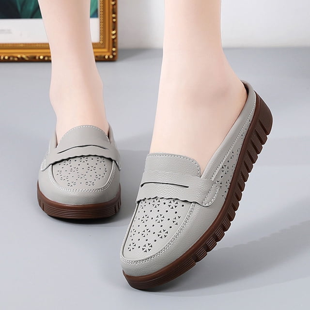 LSLJS Chaussures Plates Polyvalentes pour Femmes Semelle Souple Grande Pointure Chaussures Décontractées de Couleur Unie Chaussures en Cuir, Chaussures Plates