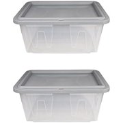 BLACK & YELLOW, 27-Gallon Heavy Duty Clear Storage Container & Snap-Tight Lid, (14.3"H x 20.6"W x 30.6"D), Weather-Resistant, Stackable, See-Through Organization Tote [2 Pack]
