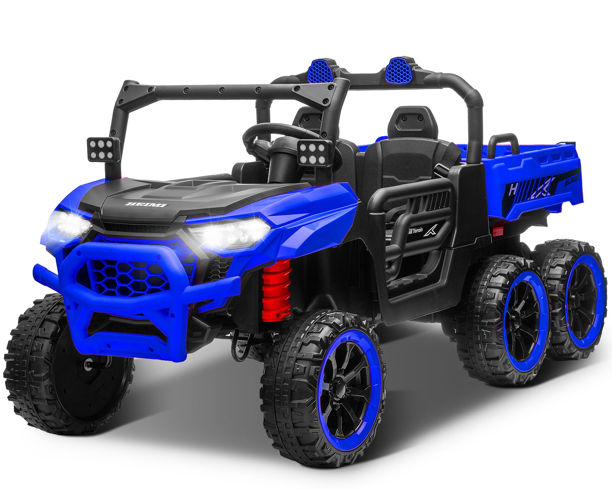 Letsgokid 24V 2-Seater Ride On Dump Truck with Remote Control, 4WD 6-Wheel Electric Car for Big Kids with Electric Dump Bed, 20in Seat, 400W Powerful Motor, LED Lights, Music, Ages 3+