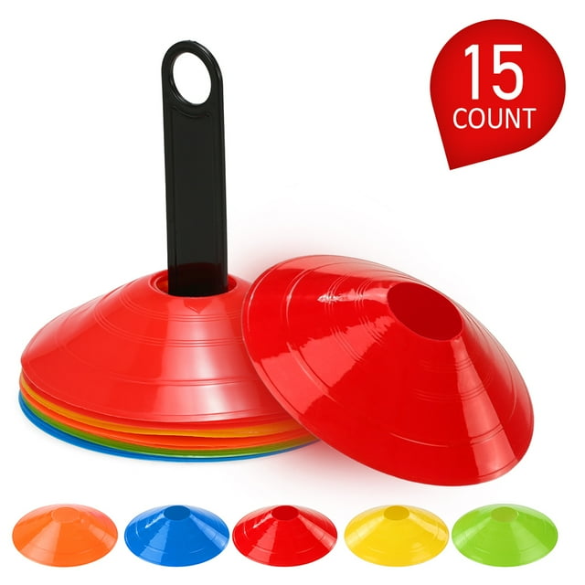 15pcs Disc Cone Set Multi Sport Training Space Cones with Stand Holder for Soccer Football Ball Game Disc Mini Training Cones Field Markers
