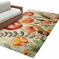 thumbnail image 2 of Rectangle Area Rug 4x6ft, Vintage Garden Tulip Watercolor Floral Non-Shedding Washable Area Rug, Spring Flower Leaves on Flax Non Slip Low-Profile Rugs for Living Room, Bedroom Dining Room, 2 of 9