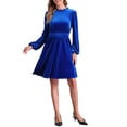 thumbnail image 2 of INSPIRE CHIC Women's Velvet Dresses Smocked Waist Long Sleeve Wedding Guest Dress S Blue, 2 of 6