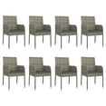 thumbnail image 2 of vidaXL 9 Piece Garden Dining Set with Cushions Grey Poly Rattan, 2 of 5