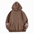 thumbnail image 4 of Kaprioy Womens Bow Graphic Hoodie Cute Bow Sweater Oversized Long Sleeve Sweatshirt Drop Shoulder Y2K Teen Girls Pullover Sweatshirt Women Oversized Casual Graphic Pullover Trendy Hooded Top, 4 of 5