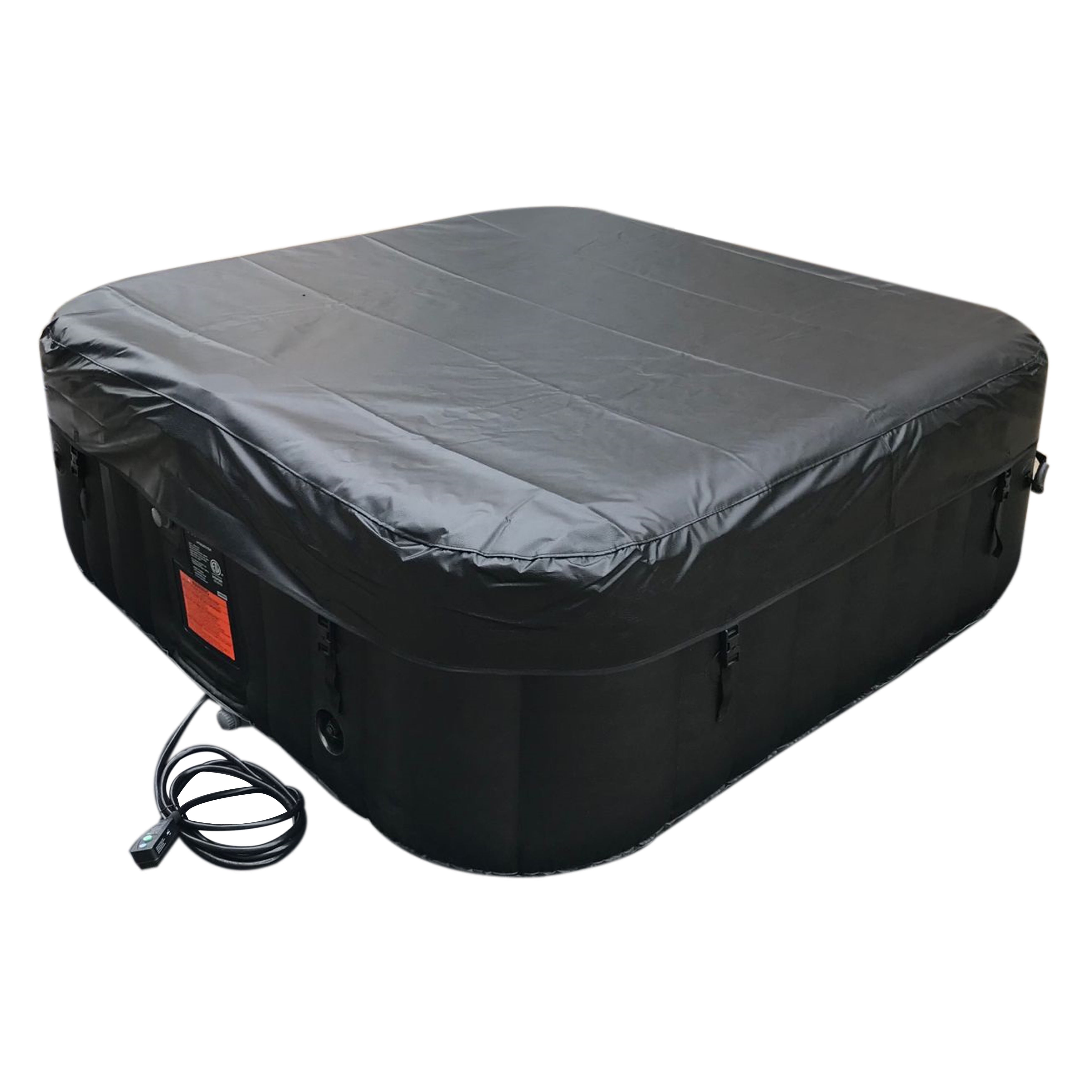 ALEKO 6 Person Jet Square Outdoor Inflatable Black Hot Tub Spa with Cover