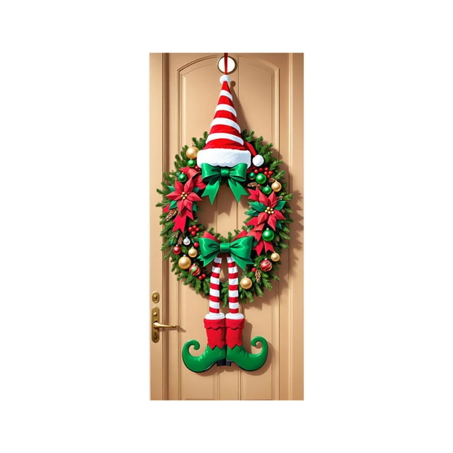 Decoraciones de Navidad Cubierta de Puerta de Navidad de 35 X 71 Pulgadas Cortina de Puerta de Navidad Decoración de Puerta de Navidad Y Pared Decoración de Fiesta Decoraciones de Navidad de Interior