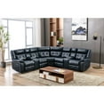 thumbnail image 4 of SIDA PU Leather Reclining Sectional Sofa Set , Grey,Dark Blue - 40.5*109.85*35.6 Blue, 4 of 5