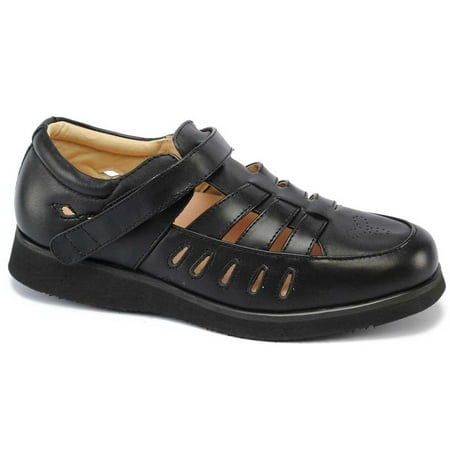 Extra Wide Shoes Women - Mt. Emey Therapeutic Comfort Diabetic Extra Wide Womens Black Leather Shoes 8825