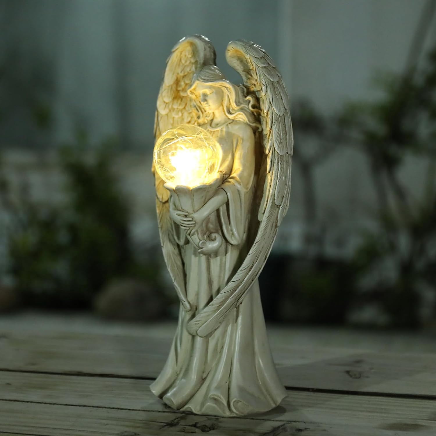 Garden Angel Outdoor Statue - Solar Powered Garden Angel Figurine for Garden Outdoor Decoration, Perfect Gift