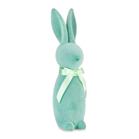 Way to Celebrate Easter Flocked Bunny Decor, Mint, 16"