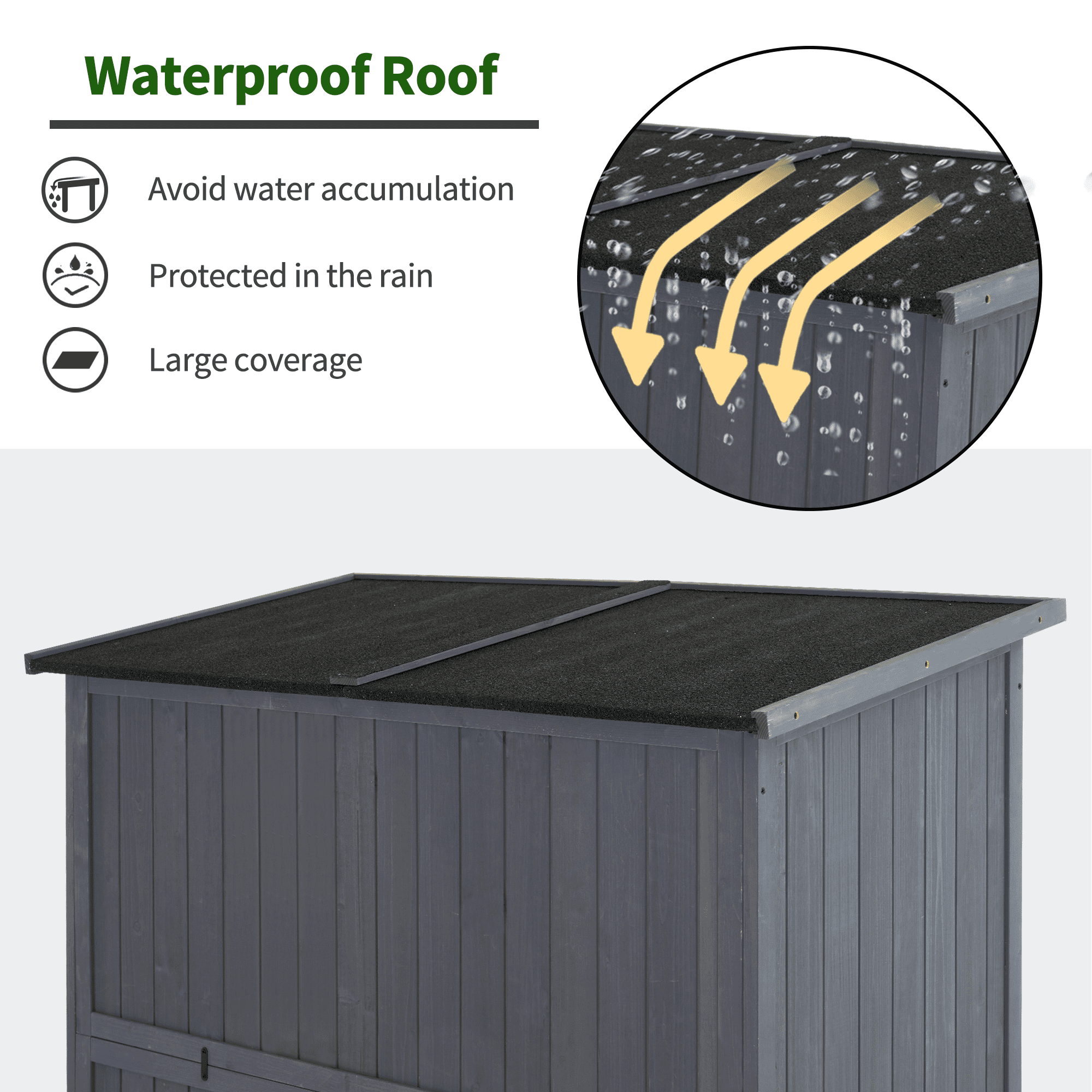 MCombo Outdoor Wood Storage Cabinet, Garden Tool Shed 1900