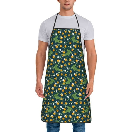 

Jgfou Crocodile And Oranges Print Anti-fouling Apron for Men Women Waterproof Oil-Proof Kitchen Apron with Adjustable Straps Pocket and No-Pill No-Fade Fabric