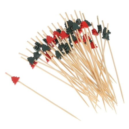 Bamboo Cocktail Toothpicks Christmas Tree Drink Picks Skewer 100Pack