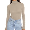 thumbnail image 3 of Auralook Women's Comfortable Solid Color Tight Long Sleeve Round Neck Underlay, 3 of 8