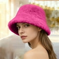 thumbnail image 5 of Fuzzy Bucket Hats for Woman Fall Fashion Fleece Lined Thick Cold Weather Wool Fluffy Men's Hats & Caps Hot Pink, 5 of 9