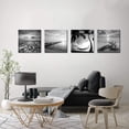 thumbnail image 3 of - Black and White Beach Pictures Wall Art Sunrise on Sea Scenery Painting Giclee Canvas Print Stretched for Bathroom Room Living Room Office Wall Decoration, 3 of 6